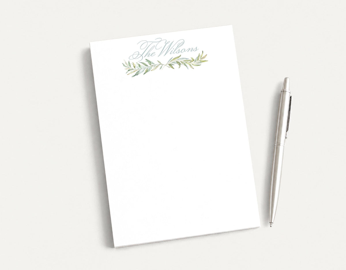 Personalized 5.5X5.5 or 5X7 Watercolor Greenery Notepad, Floral Women Family Notes __etsy:8605801579